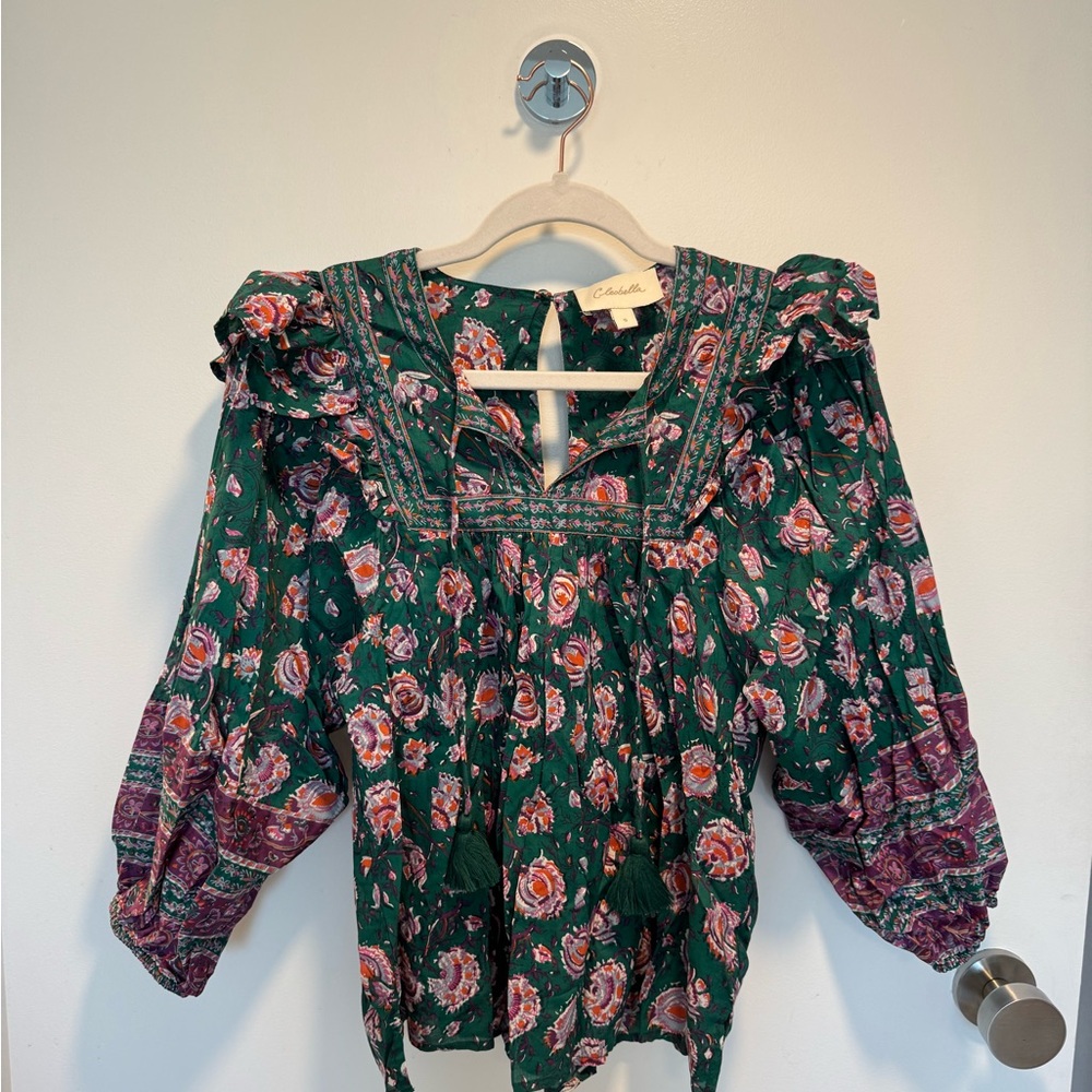Cleobella Green Floral Mylah Blouse